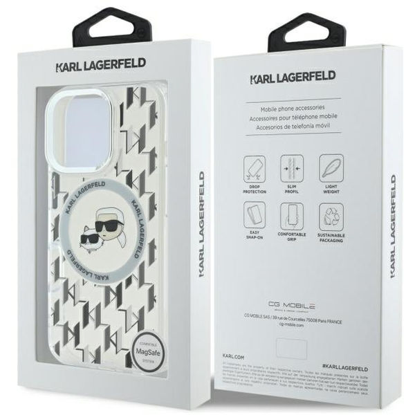 Karl Lagerfeld - IML MagSafe (KLHMP16LHMCKMHT) - iPhone 16 Pro - Clear Monogram Karl&Choupette Head