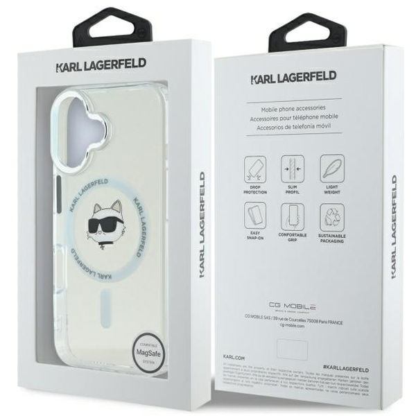 Karl Lagerfeld - IML MagSafe (KLHMP16MHLSCHH) - iPhone 16 Plus - White Metal Choupette`s Head