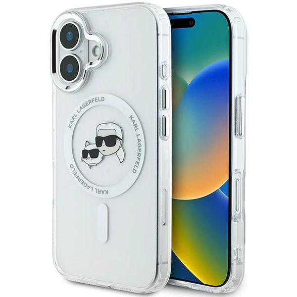 Karl Lagerfeld - IML MagSafe (KLHMP16MHLSKCH) - iPhone 16 Plus - White Metal Karl&Choupette Head