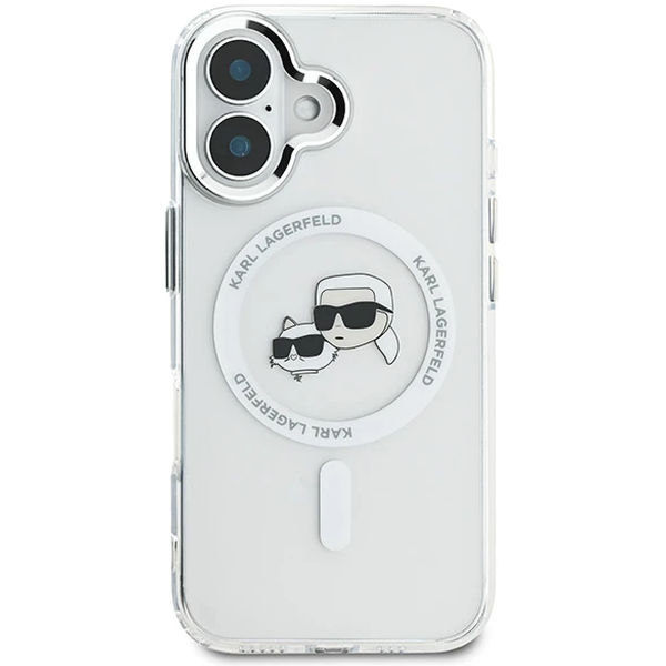 Karl Lagerfeld - IML MagSafe (KLHMP16MHLSKCH) - iPhone 16 Plus - White Metal Karl&Choupette Head
