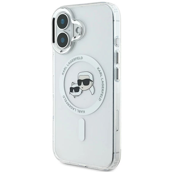 Karl Lagerfeld - IML MagSafe (KLHMP16MHLSKCH) - iPhone 16 Plus - White Metal Karl&Choupette Head