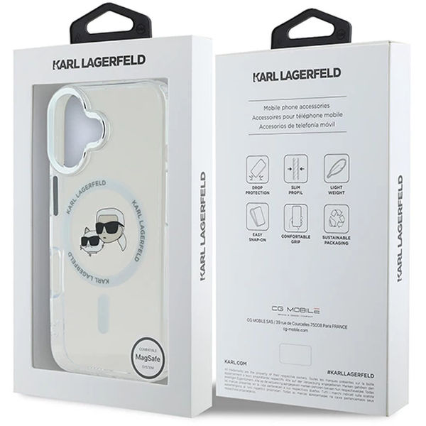 Karl Lagerfeld - IML MagSafe (KLHMP16MHLSKCH) - iPhone 16 Plus - White Metal Karl&Choupette Head