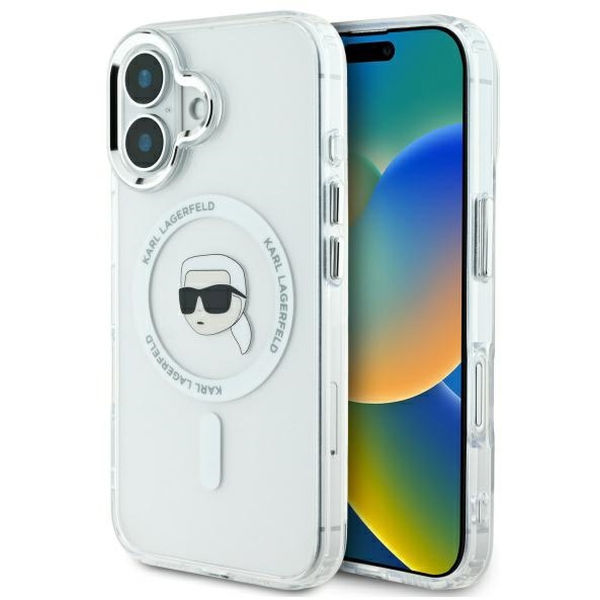 Karl Lagerfeld - IML MagSafe (KLHMP16MHLSKIH) - iPhone 16 Plus - White Karl`s Head