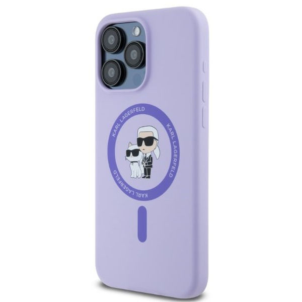 Karl Lagerfeld - Silicone Ring MagSafe (KLHMP15XSCMKCRHU) - iPhone 15 Pro Max - Purple Karl&Choupette Head