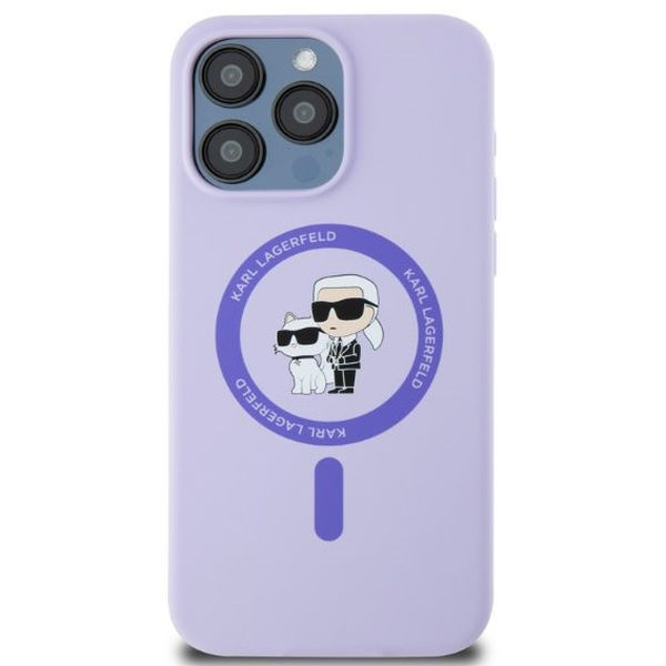 Karl Lagerfeld - Silicone Ring MagSafe (KLHMP15XSCMKCRHU) - iPhone 15 Pro Max - Purple Karl&Choupette Head
