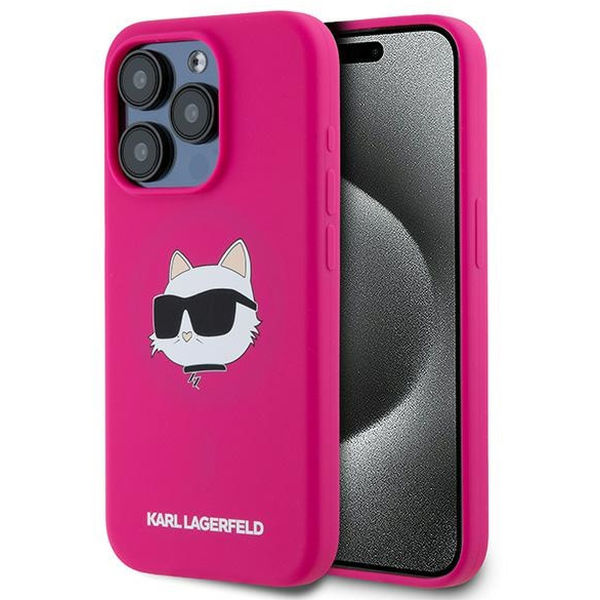 Karl Lagerfeld - Silicone MagSafe (KLHMP15XSCHPPLF) - iPhone 15 Pro Max - Fuchsia Choupette Head