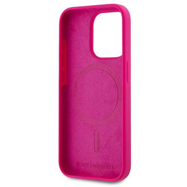 Karl Lagerfeld - Silicone MagSafe (KLHMP15XSCHPPLF) - iPhone 15 Pro Max - Fuchsia Choupette Head