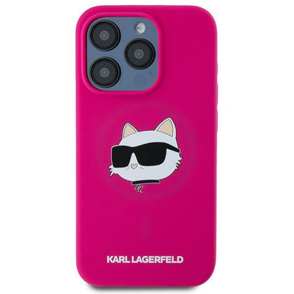 Karl Lagerfeld - Silicone MagSafe (KLHMP15XSCHPPLF) - iPhone 15 Pro Max - Fuchsia Choupette Head