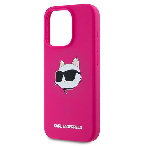 Karl Lagerfeld - Silicone MagSafe (KLHMP15XSCHPPLF) - iPhone 15 Pro Max - Fuchsia Choupette Head