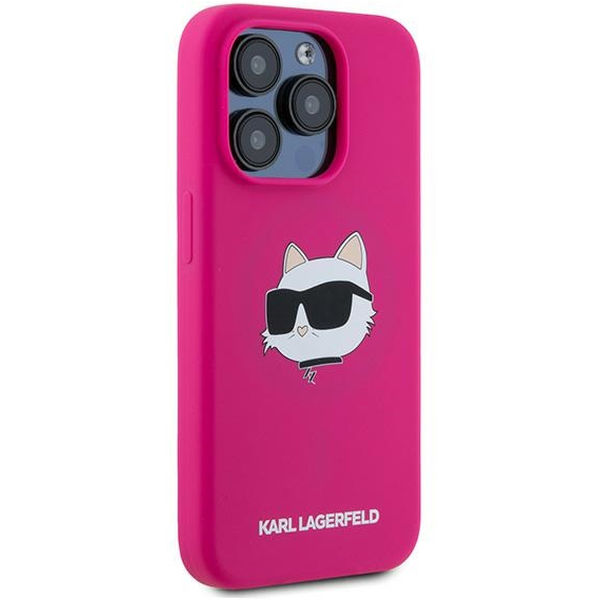 Karl Lagerfeld - Silicone MagSafe (KLHMP15XSCHPPLF) - iPhone 15 Pro Max - Fuchsia Choupette Head