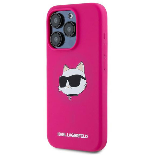 Karl Lagerfeld - Silicone MagSafe (KLHMP15XSCHPPLF) - iPhone 15 Pro Max - Fuchsia Choupette Head