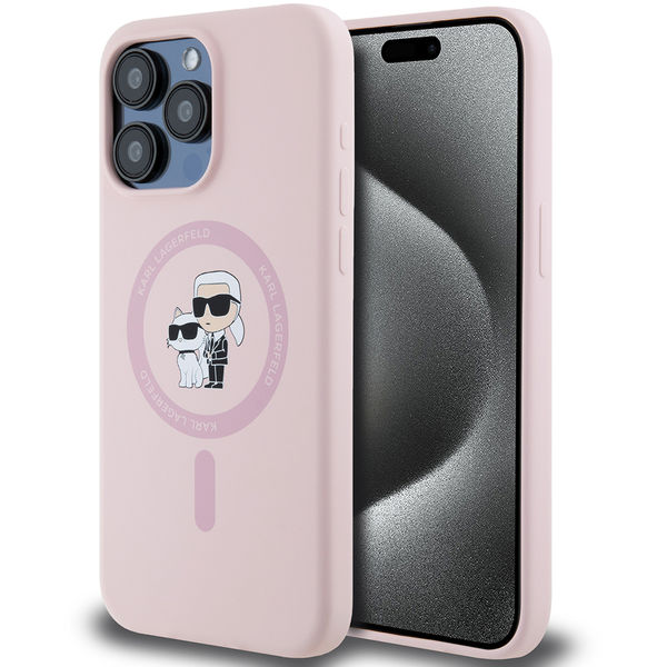 Karl Lagerfeld - Silicone Ring MagSafe (KLHMP15XSCMKCRHP) - iPhone 15 Pro Max - Pink Karl&Choupette