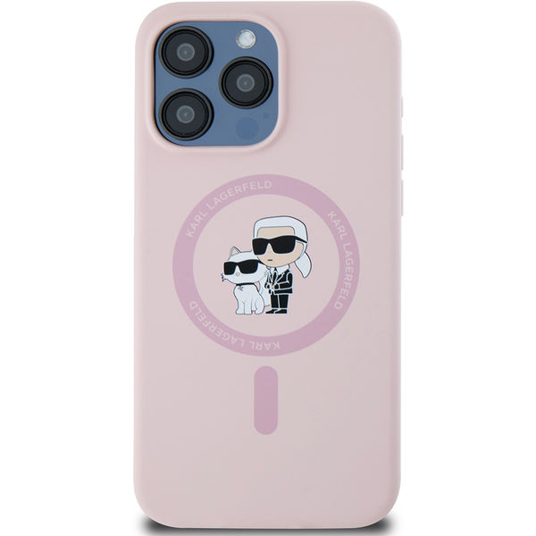 Karl Lagerfeld - Silicone Ring MagSafe (KLHMP15XSCMKCRHP) - iPhone 15 Pro Max - Pink Karl&Choupette