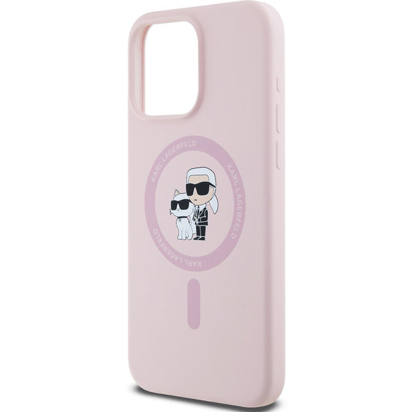 Karl Lagerfeld - Silicone Ring MagSafe (KLHMP15XSCMKCRHP) - iPhone 15 Pro Max - Pink Karl&Choupette