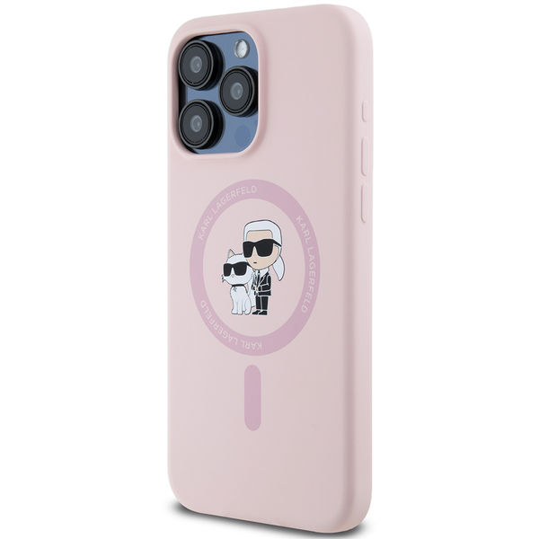 Karl Lagerfeld - Silicone Ring MagSafe (KLHMP15XSCMKCRHP) - iPhone 15 Pro Max - Pink Karl&Choupette