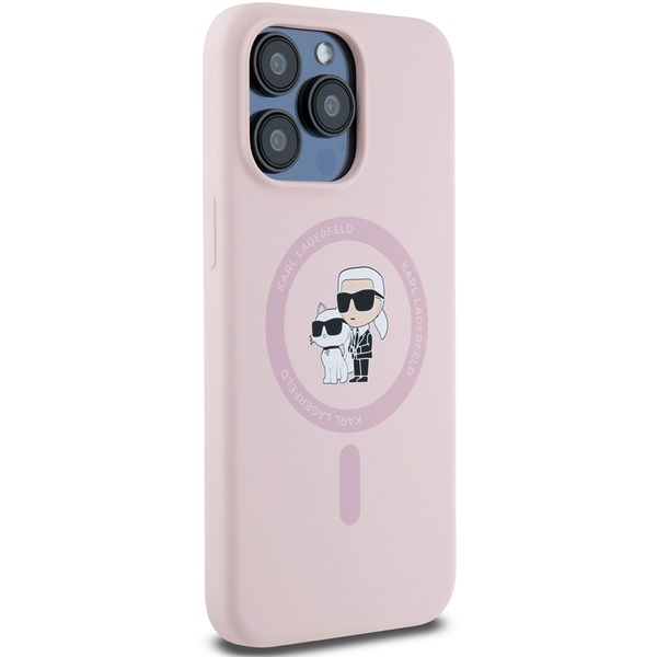 Karl Lagerfeld - Silicone Ring MagSafe (KLHMP15XSCMKCRHP) - iPhone 15 Pro Max - Pink Karl&Choupette