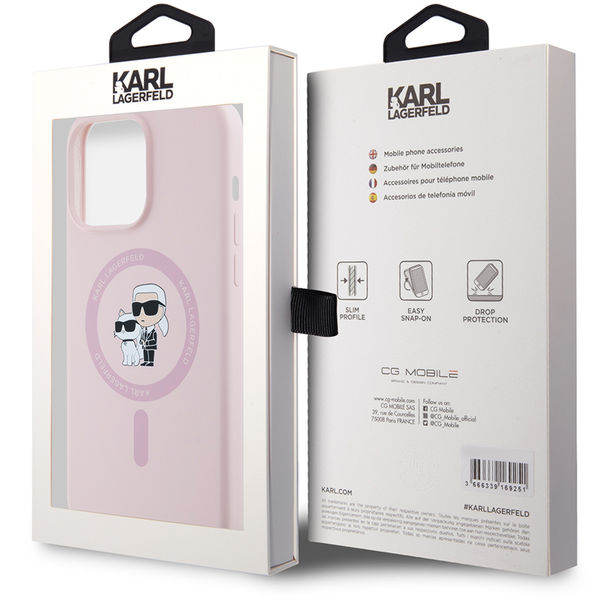 Karl Lagerfeld - Silicone Ring MagSafe (KLHMP15XSCMKCRHP) - iPhone 15 Pro Max - Pink Karl&Choupette