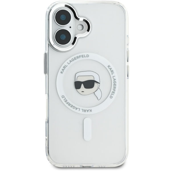Karl Lagerfeld - IML MagSafe (KLHMP16SHLSKIH) - iPhone 16 - White Metal Karl`s Head