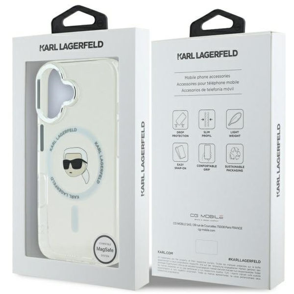 Karl Lagerfeld - IML MagSafe (KLHMP16SHLSKIH) - iPhone 16 - White Metal Karl`s Head