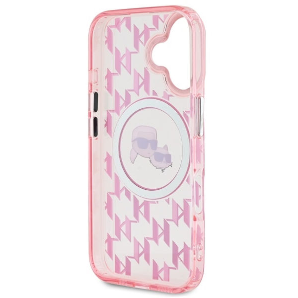 Karl Lagerfeld - IML MagSafe (KLHMP16SHMCKMHP) - iPhone 16 - Pink Monogram Karl&Choupette Head