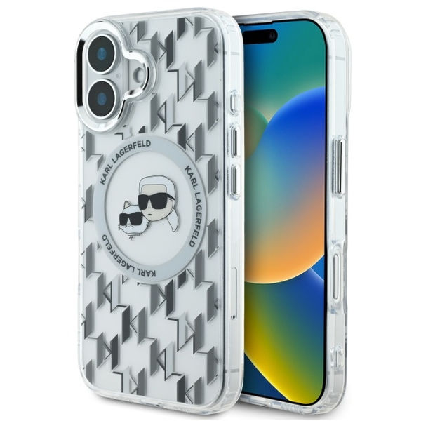 Karl Lagerfeld - IML MagSafe (KLHMP16SHMCKMHT) - iPhone 16 - Transparent Monogram Karl&Choupette Head