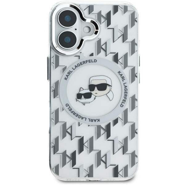 Karl Lagerfeld - IML MagSafe (KLHMP16SHMCKMHT) - iPhone 16 - Transparent Monogram Karl&Choupette Head