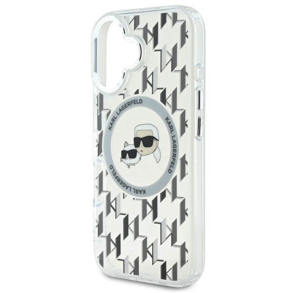 Karl Lagerfeld - IML MagSafe (KLHMP16SHMCKMHT) - iPhone 16 - Transparent Monogram Karl&Choupette Head