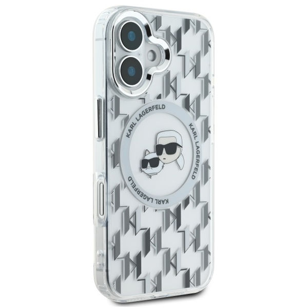 Karl Lagerfeld - IML MagSafe (KLHMP16SHMCKMHT) - iPhone 16 - Transparent Monogram Karl&Choupette Head