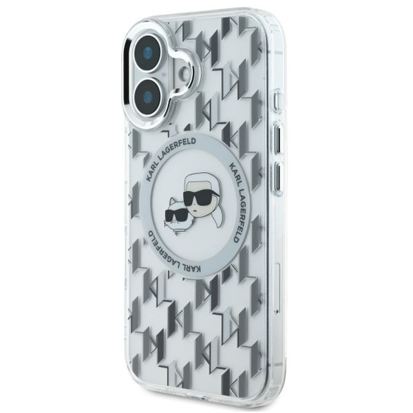 Karl Lagerfeld - IML MagSafe (KLHMP16SHMCKMHT) - iPhone 16 - Transparent Monogram Karl&Choupette Head