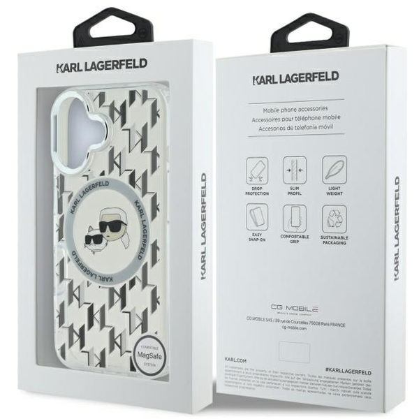 Karl Lagerfeld - IML MagSafe (KLHMP16SHMCKMHT) - iPhone 16 - Transparent Monogram Karl&Choupette Head