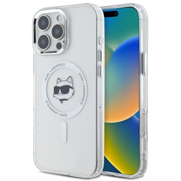 Karl Lagerfeld - IML MagSafe (KLHMP16XHLSCHH) - iPhone 16 Pro Max - White Metal Choupette`s Head