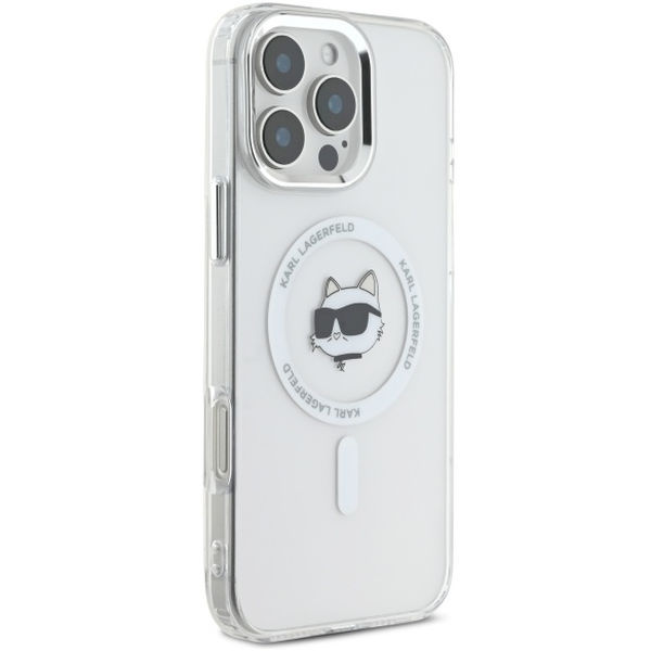 Karl Lagerfeld - IML MagSafe (KLHMP16XHLSCHH) - iPhone 16 Pro Max - White Metal Choupette`s Head
