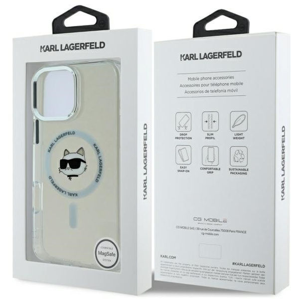Karl Lagerfeld - IML MagSafe (KLHMP16XHLSCHH) - iPhone 16 Pro Max - White Metal Choupette`s Head