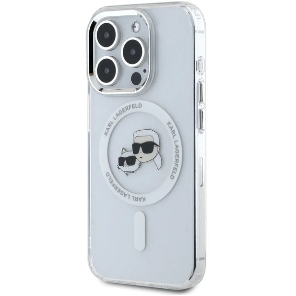 Karl Lagerfeld - IML MagSafe (KLHMP16XHLSKCH) - iPhone 16 Pro Max - White Metal Karl&Choupette Head