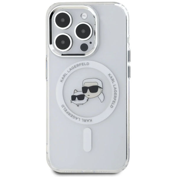 Karl Lagerfeld - IML MagSafe (KLHMP16XHLSKCH) - iPhone 16 Pro Max - White Metal Karl&Choupette Head