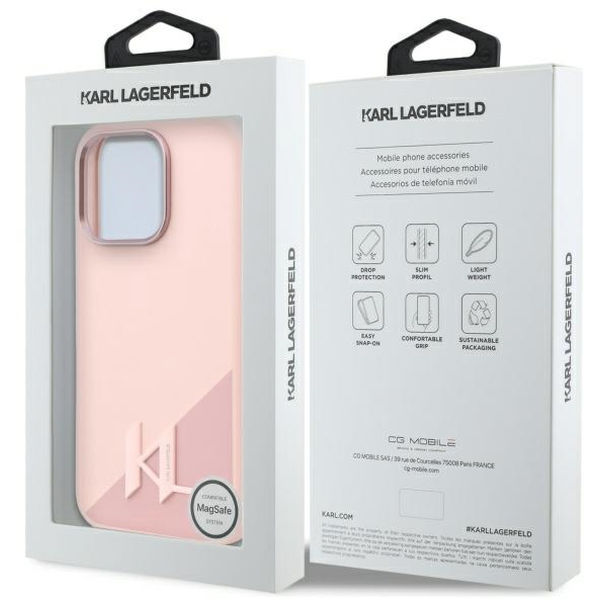 Karl Lagerfeld - Silicone MagSafe (KLHMP16LSCMKMPCP) - iPhone 16 Pro - Pink Shadow Metal Initial