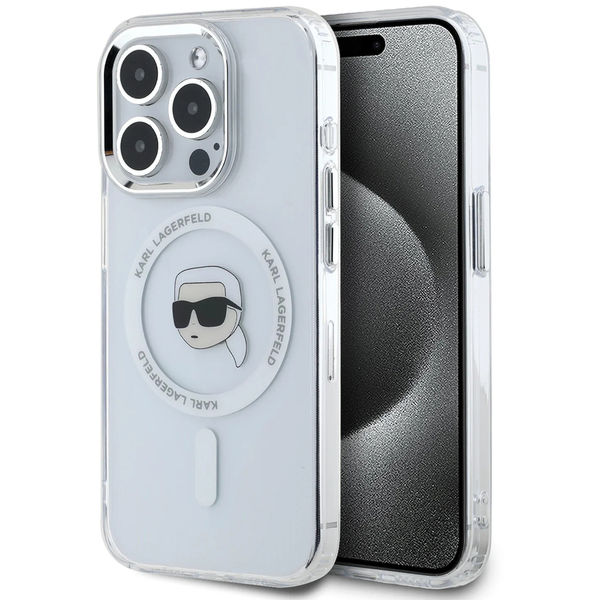 Karl Lagerfeld - IML MagSafe (KLHMP16XHLSKIH) - iPhone 16 Pro Max - White Metal Karl`s Head