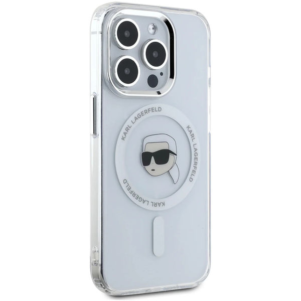 Karl Lagerfeld - IML MagSafe (KLHMP16XHLSKIH) - iPhone 16 Pro Max - White Metal Karl`s Head