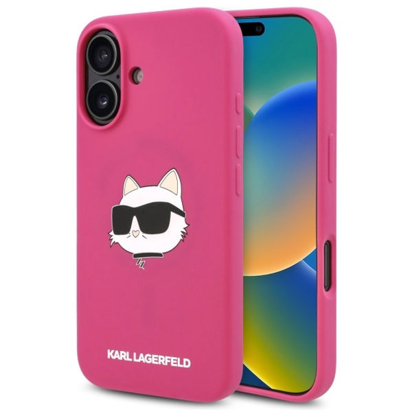 Karl Lagerfeld - Silicone MagSafe (KLHMP16SSCHPPLF) - iPhone 16 - Fuchsia Choupette Head