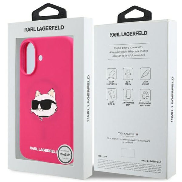Karl Lagerfeld - Silicone MagSafe (KLHMP16SSCHPPLF) - iPhone 16 - Fuchsia Choupette Head