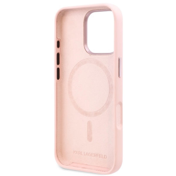 Karl Lagerfeld - Silicone MagSafe (KLHMP16XSCMKMPCP) - iPhone 16 Pro Max - Pink Shadow Metal Initial