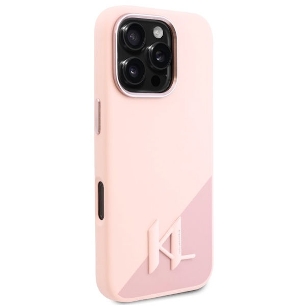 Karl Lagerfeld - Silicone MagSafe (KLHMP16XSCMKMPCP) - iPhone 16 Pro Max - Pink Shadow Metal Initial