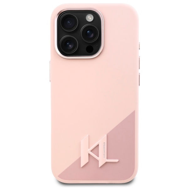 Karl Lagerfeld - Silicone MagSafe (KLHMP16XSCMKMPCP) - iPhone 16 Pro Max - Pink Shadow Metal Initial