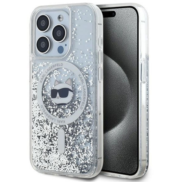 Karl Lagerfeld - Liquid Glitter MagSafe (KLHMP14XLGCHSGH) - iPhone 14 Pro Max - Transparent Choupette Head