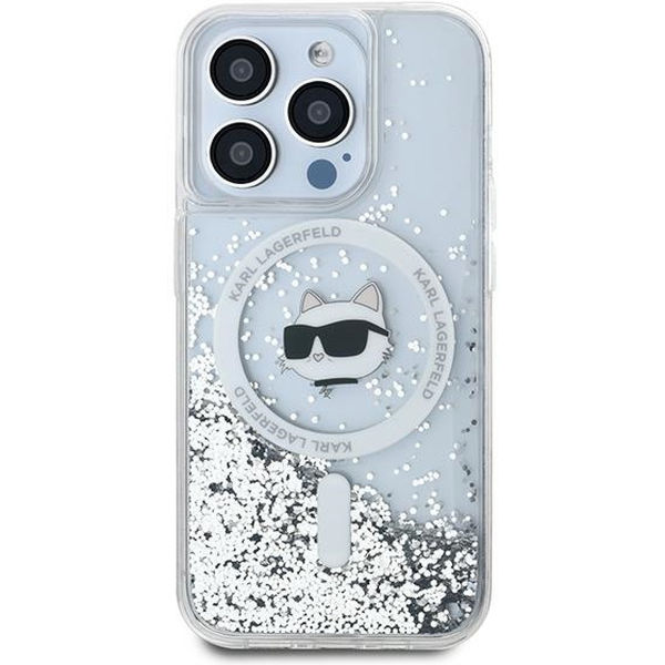 Karl Lagerfeld - Liquid Glitter MagSafe (KLHMP14XLGCHSGH) - iPhone 14 Pro Max - Transparent Choupette Head