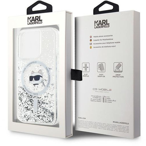 Karl Lagerfeld - Liquid Glitter MagSafe (KLHMP14XLGCHSGH) - iPhone 14 Pro Max - Transparent Choupette Head