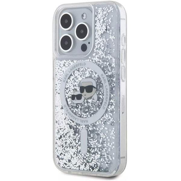 Karl Lagerfeld - Liquid Glitter MagSafe (KLHMP15LLGKCSGH) - iPhone 15 Pro - Transparent Karl&Choupette Head