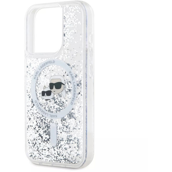 Karl Lagerfeld - Liquid Glitter MagSafe (KLHMP15LLGKCSGH) - iPhone 15 Pro - Transparent Karl&Choupette Head