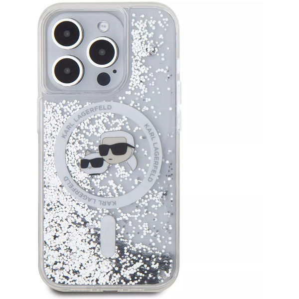 Karl Lagerfeld - Liquid Glitter MagSafe (KLHMP15LLGKCSGH) - iPhone 15 Pro - Transparent Karl&Choupette Head