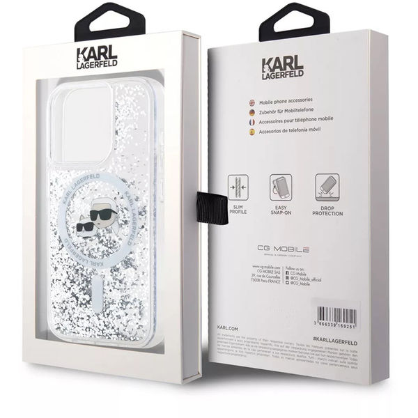 Karl Lagerfeld - Liquid Glitter MagSafe (KLHMP15LLGKCSGH) - iPhone 15 Pro - Transparent Karl&Choupette Head